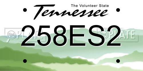 258ES2 Tennessee License Plate