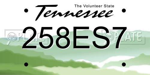 258ES7 Tennessee License Plate