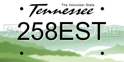258EST Tennessee License Plate