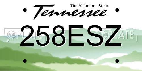 258ESZ Tennessee License Plate