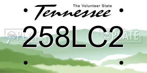 258LC2 Tennessee License Plate