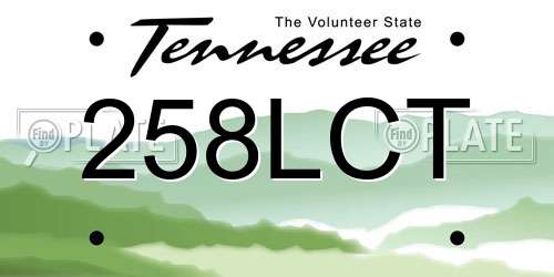 258LCT Tennessee License Plate