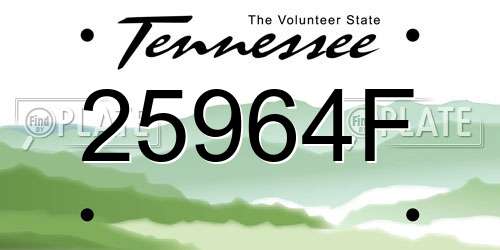 25964F Tennessee License Plate