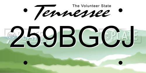 259BGCJ Tennessee License Plate