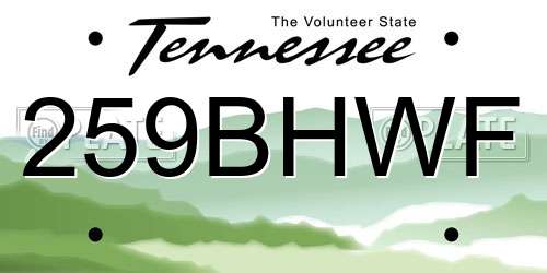 259BHWF Tennessee License Plate
