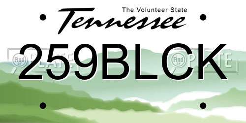 259BLCK Tennessee License Plate
