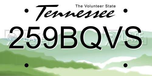 259BQVS Tennessee License Plate