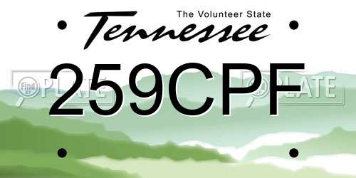 259CPF Tennessee License Plate