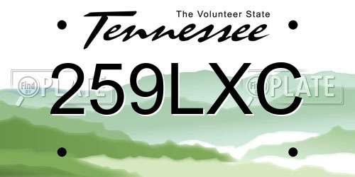 259LXC Tennessee License Plate