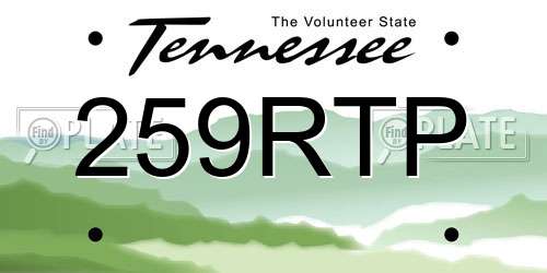 259RTP Tennessee License Plate
