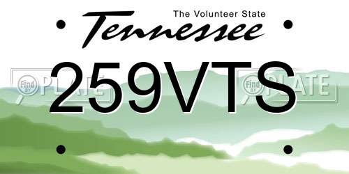 259VTS Tennessee License Plate