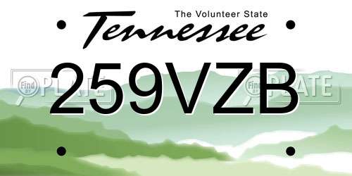 259VZB Tennessee License Plate