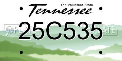 25C535 Tennessee License Plate