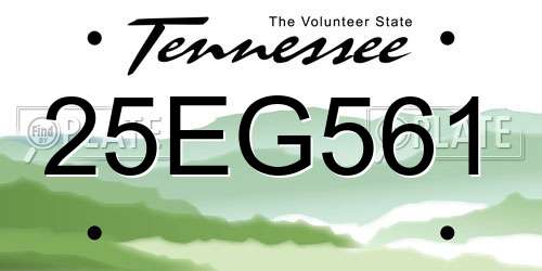 25EG561 Tennessee License Plate