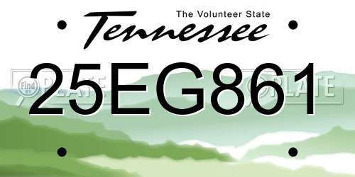 25EG861 Tennessee License Plate