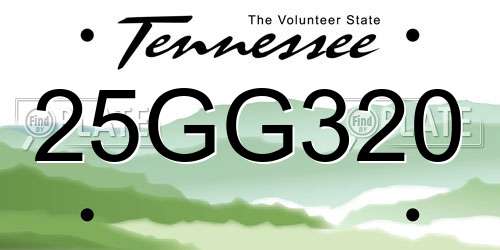 25GG320 Tennessee License Plate
