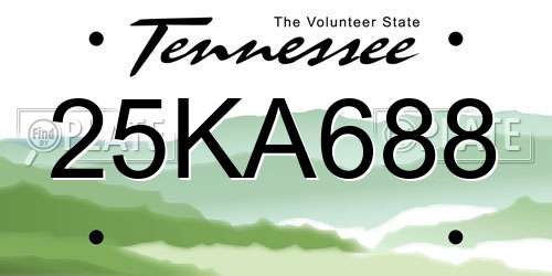 25KA688 Tennessee License Plate