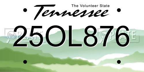25OL876 Tennessee License Plate