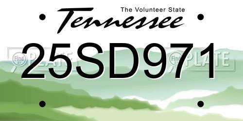 25SD971 Tennessee License Plate