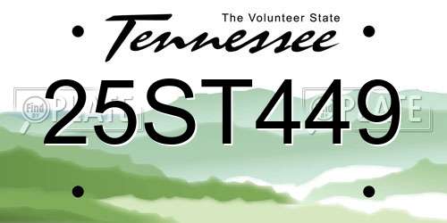 25ST449 Tennessee License Plate