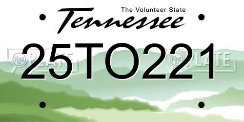 25TO221 Tennessee License Plate