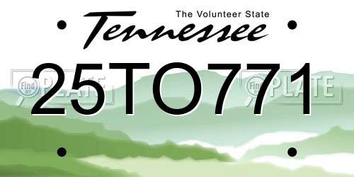 25TO771 Tennessee License Plate