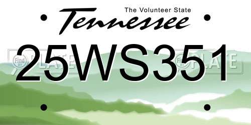 25WS351 Tennessee License Plate