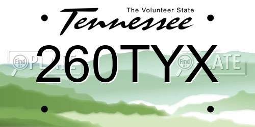 260TYX Tennessee License Plate