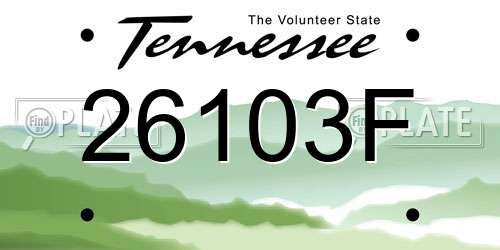26103F Tennessee License Plate