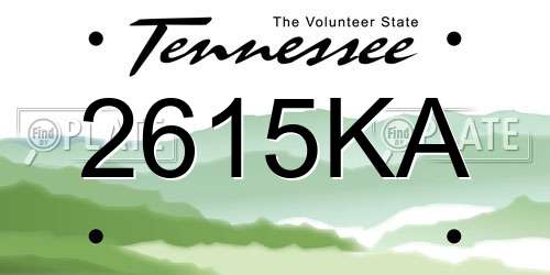 2615KA Tennessee License Plate