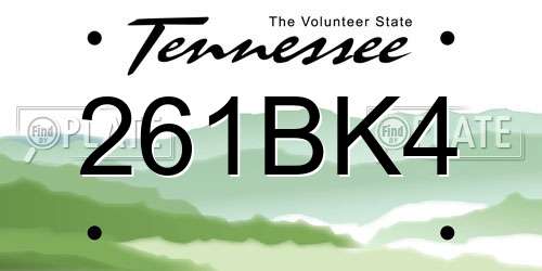 261BK4 Tennessee License Plate