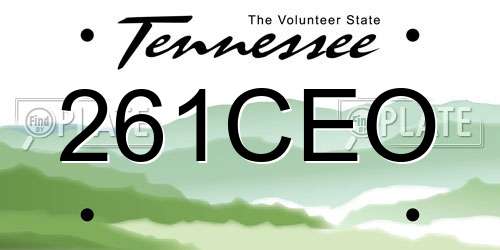 261CEO Tennessee License Plate