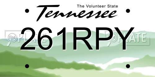 261RPY Tennessee License Plate