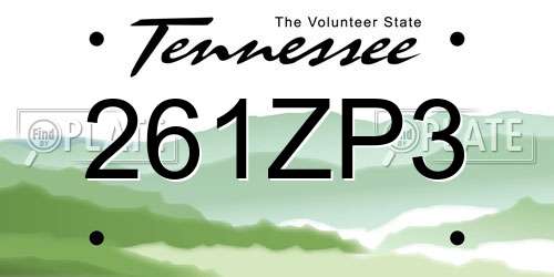 261ZP3 Tennessee License Plate