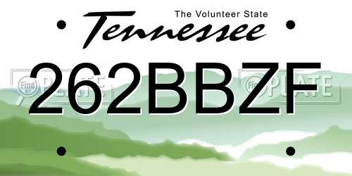 262BBZF Tennessee License Plate