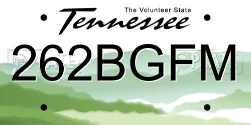 262BGFM Tennessee License Plate