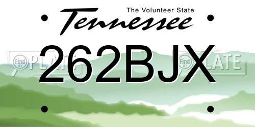262BJX Tennessee License Plate