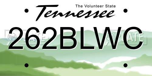 262BLWC Tennessee License Plate