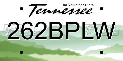 262BPLW Tennessee License Plate