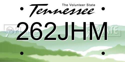 262JHM Tennessee License Plate