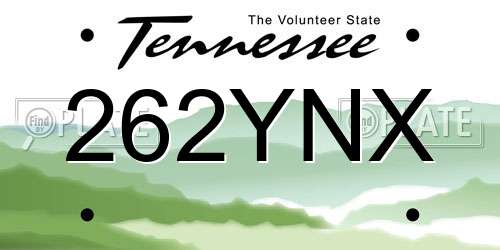 262YNX Tennessee License Plate