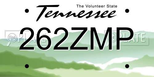 262ZMP Tennessee License Plate