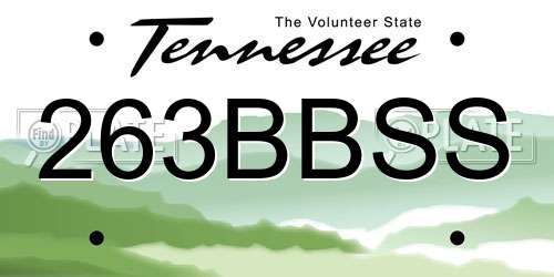 263BBSS Tennessee License Plate