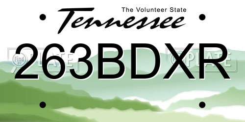 263BDXR Tennessee License Plate