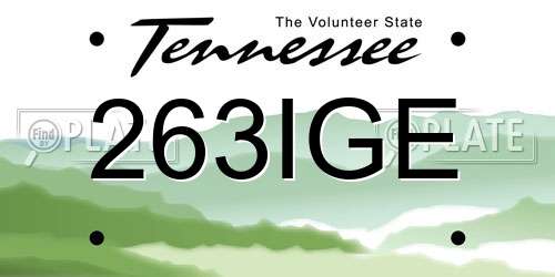 263IGE Tennessee License Plate