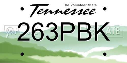 263PBK Tennessee License Plate