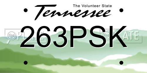 263PSK Tennessee License Plate
