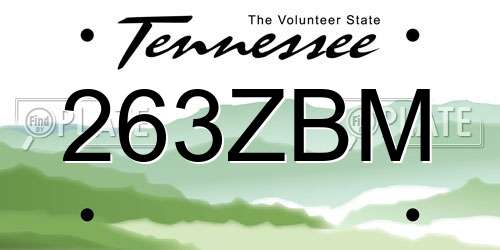 263ZBM Tennessee License Plate