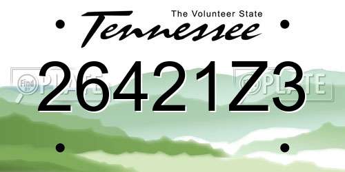 26421Z3 Tennessee License Plate