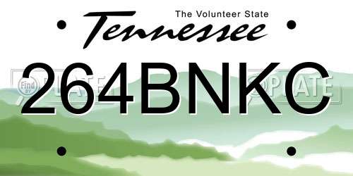264BNKC Tennessee License Plate